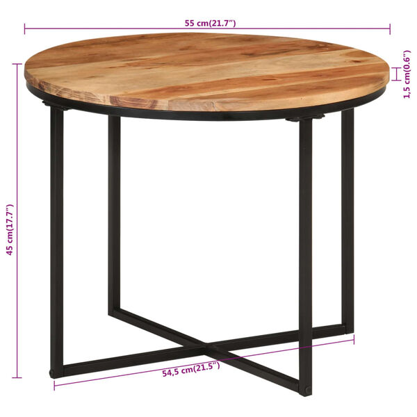 vidaXL Τραπεζάκι Σαλονιού 55x55x45 εκ. από Μασίφ Ξύλο Ακακίας & Σίδηρο