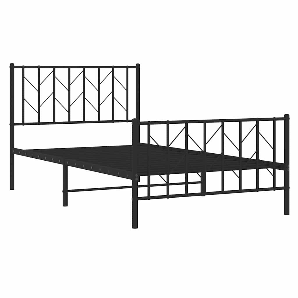 vidaXL Πλαίσιο Κρεβατιού με Κεφαλάρι&Ποδαρικό Μαύρο 100x200εκ. Μέταλλο
