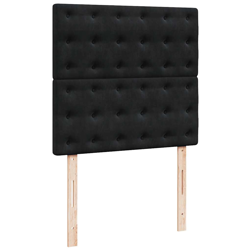 vidaXL Κρεβάτι Boxspring με Στρώμα Μαύρο 80 x 200 εκ. Βελούδινο