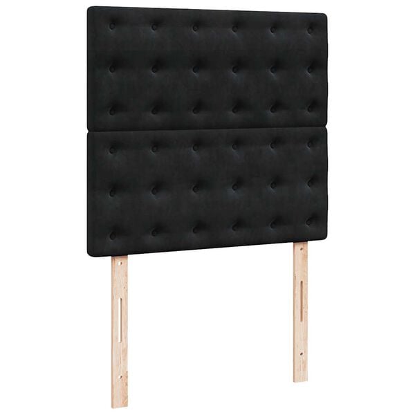 vidaXL Κρεβάτι Boxspring με Στρώμα Μαύρο 80 x 200 εκ. Βελούδινο