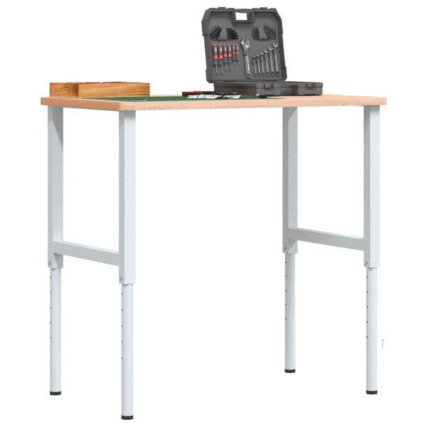 vidaXL Πάγκος Εργασίας Ορθογώνιος 100x60x(71,5-98) εκ Μασίφ Ξύλο Οξιάς