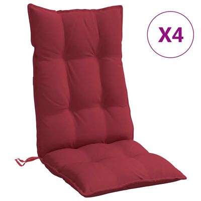 vidaXL Μαξιλάρια Καρέκλας με Πλάτη 4 τεμ. Μπορντό από Ύφασμα Oxford