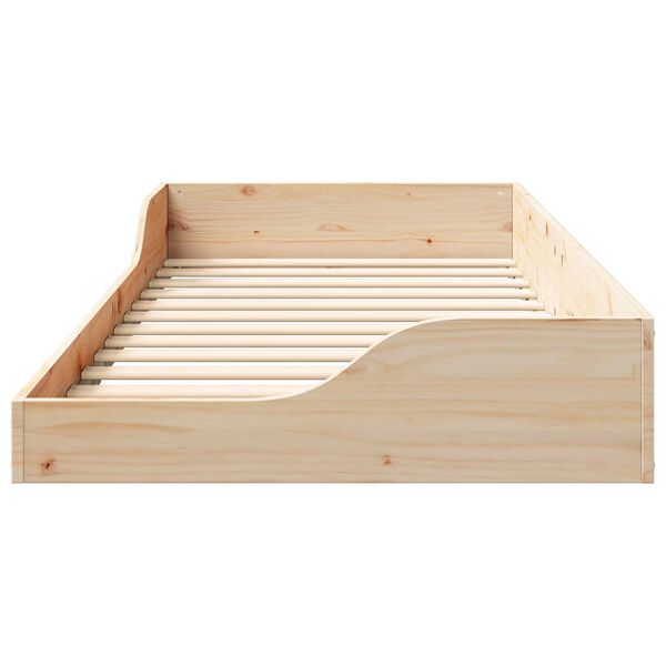 vidaXL Κρεβάτι δαπέδου Καφέ 80 x 200 cm Συμπαγές ξύλο πεύκου