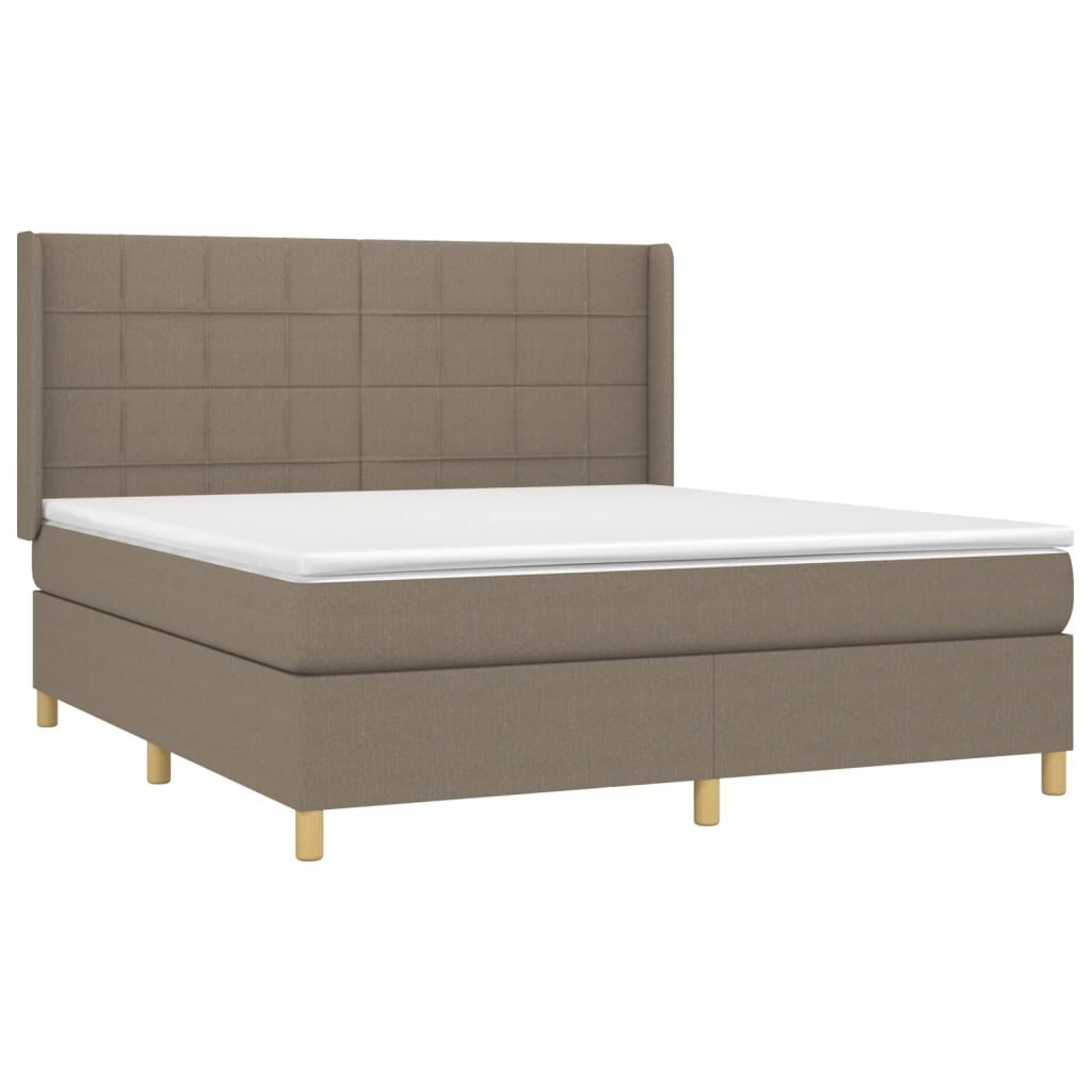 vidaXL Κρεβάτι Boxspring με Στρώμα & LED Taupe 160x200 εκ. Υφασμάτινο