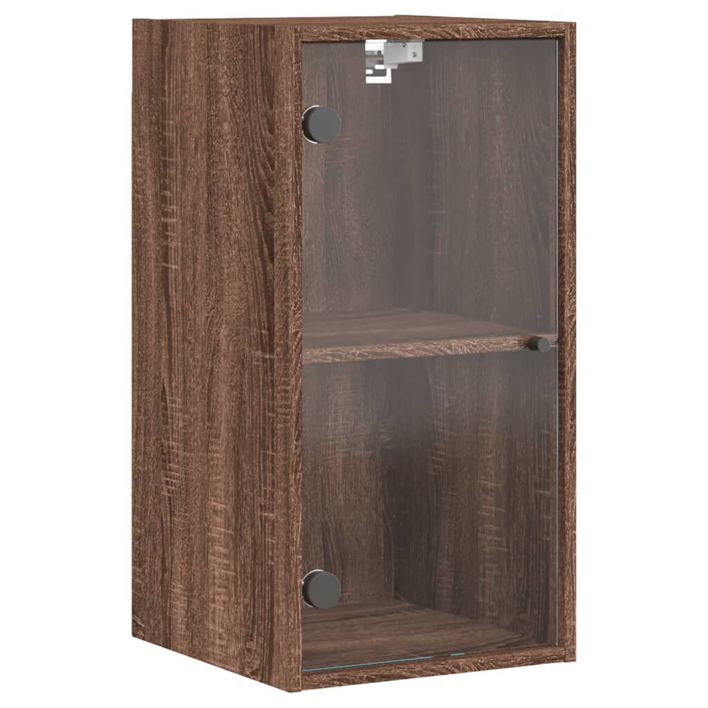 vidaXL Ντουλάπι Τοίχου Καφέ Δρυς 35x37x68,5 εκ. Γυάλινες Πόρτες