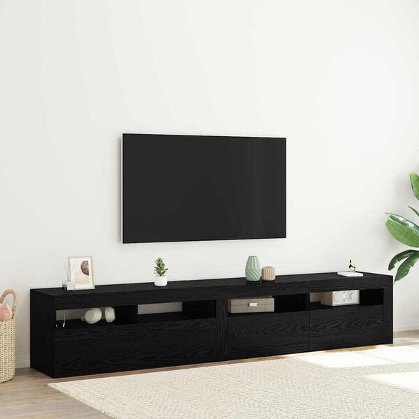 vidaXL Ντουλάπι TV 2 pcs Μαύρη Οξυά 210 x 35 x 40 εκ