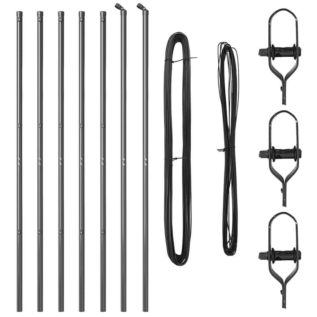 vidaXL Κολώνες Φράχτη 7 τεμ Γκρι Ø32 mm 200 cm Γαλβανισμένο Ατσάλι