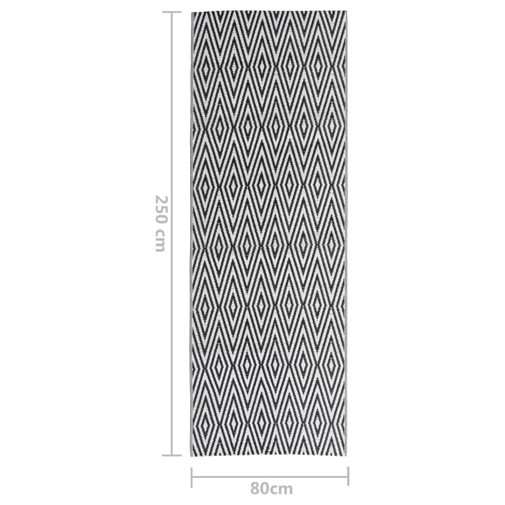 vidaXL Χαλί εξωτερικού χώρου ARAKIL Μαύρο 80x250 cm PP