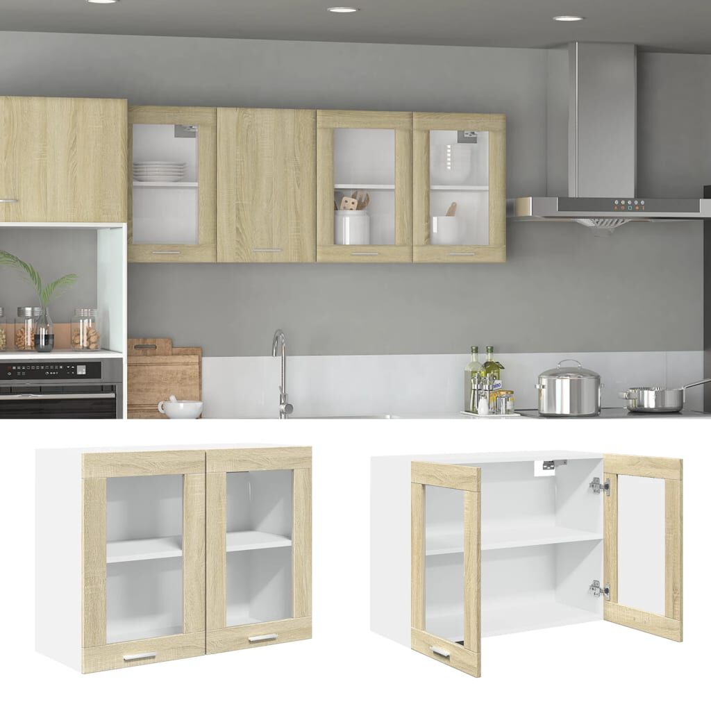 vidaXL Ντουλάπι Κρεμαστό με Τζάμι Lyon Sonoma Δρυς 80x31x60εκ.