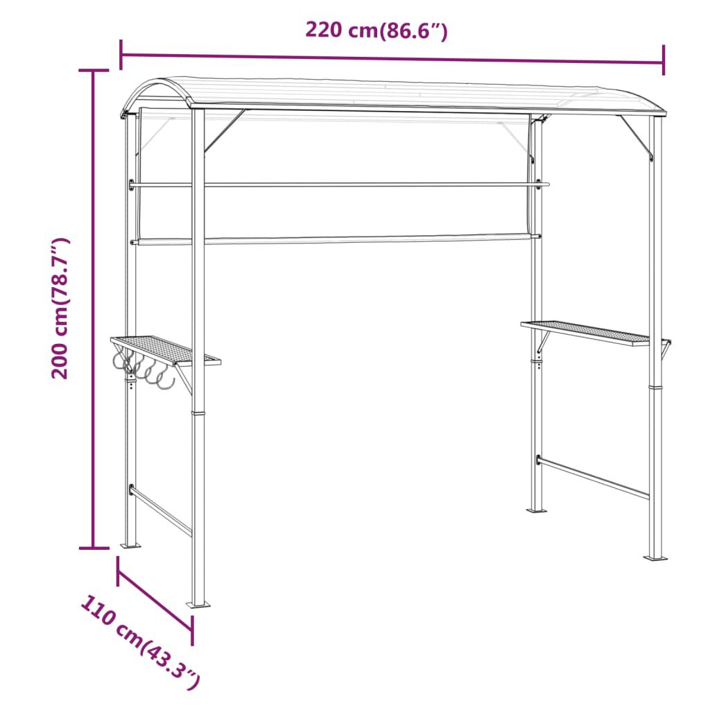 vidaXL Κιόσκι με Οροφή Ανθρακί 220x110x200 εκ.