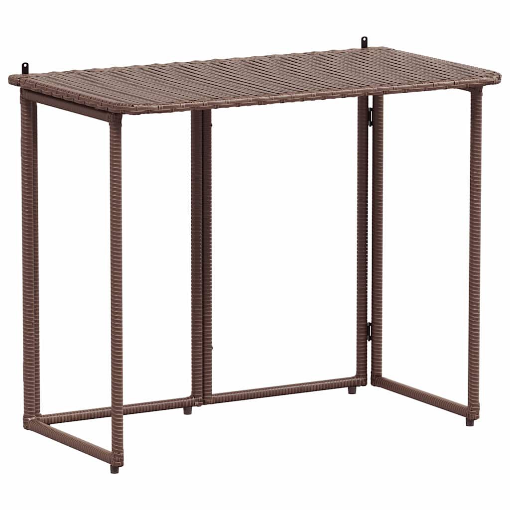 vidaXL Πτυσσόμενο τραπέζι κήπου καφέ 90x51x75 cm Poly Rattan