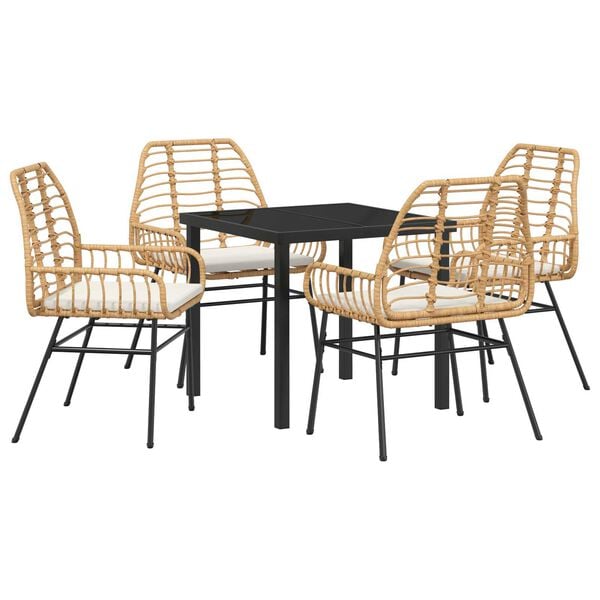 vidaXL Σέτ φαγητού για κήπο 5 pcs Καφέ συνθετικό ρατάν