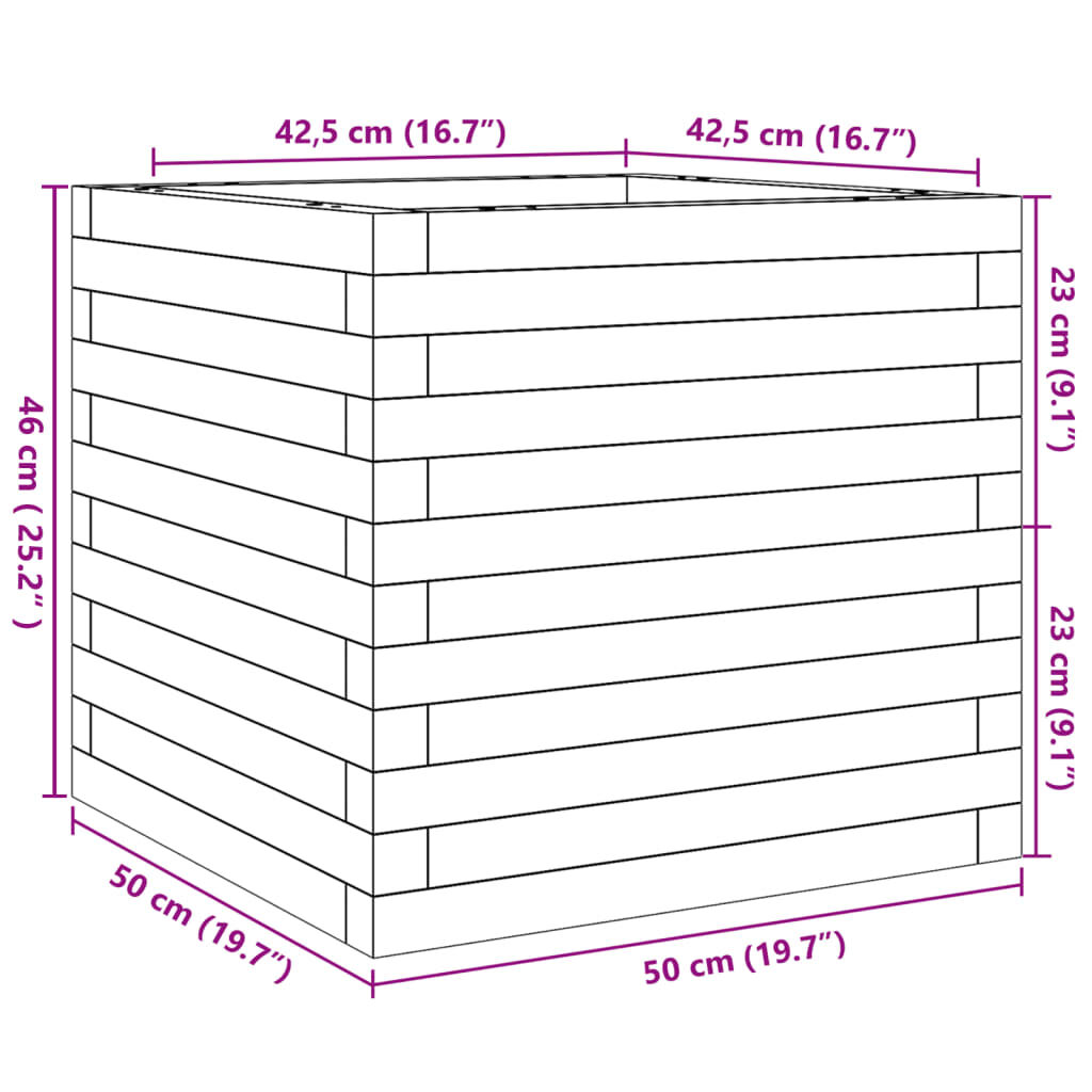 vidaXL Ζαρντινιέρα 50x50x46 εκ. από Μασίφ Ξύλο Πεύκου