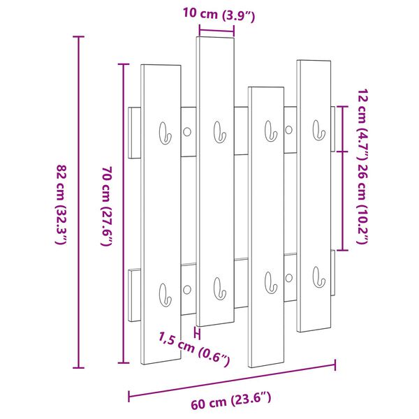 vidaXL Τοίχου Κρεμάστρα Γκρι Sonoma 60 x 3 x 82 εκ Επεξεργασμένο ξύλο