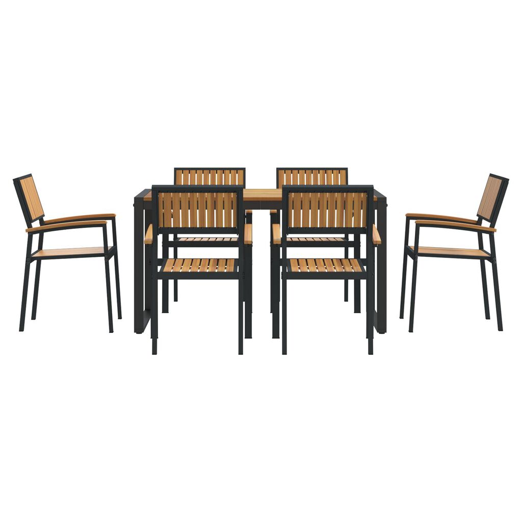 vidaXL Σετ Φαγητού 7 Τεμαχίων Solid Wood Acacia και Μετάλλου