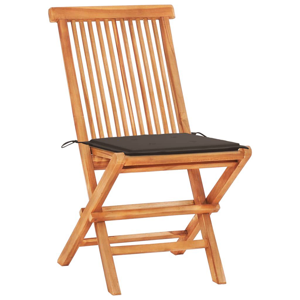 vidaXL Σετ Επίπλων Mπιστρό 3 τεμ. Μασίφ Ξύλο Teak με Taupe Μαξιλάρια