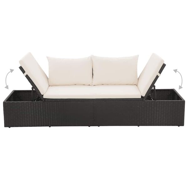 vidaXL Ξαπλώστρα - Κρεβάτι Κήπου Μαύρη 195 x 60 εκ. Συνθετικό Ρατάν