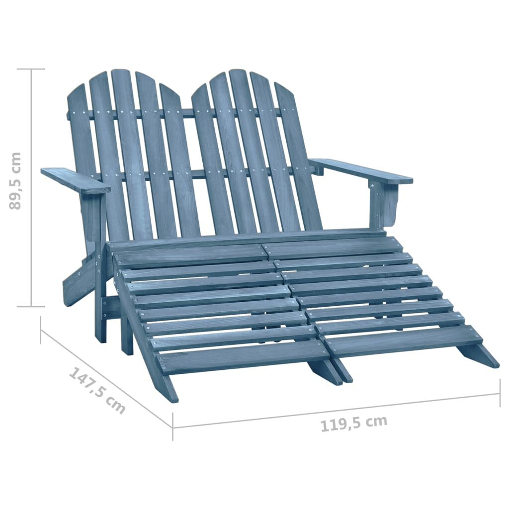 vidaXL Καρέκλα Κήπου Adirondack Διθέσια Μπλε Ξύλο Ελάτης & Υποπόδιο