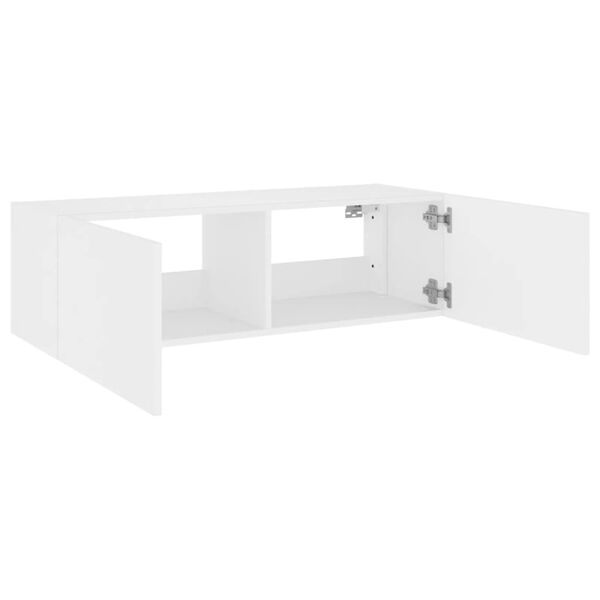 vidaXL Έπιπλο Τοίχου Τηλεόρασης με LED Λευκό 100x35x31 εκ.