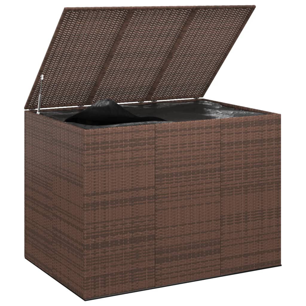 vidaXL Κουτί Μαξιλαριού Κήπου Καφέ 145x100x103 εκ. Ρατάν Πολυαιθ.