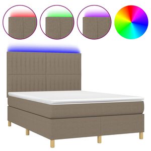 vidaXL &Kappa;&rho;&epsilon;&beta;ά&tau;&iota; Boxspring &mu;&epsilon; &Sigma;&tau;&rho;ώ&mu;&alpha; & LED Taupe 140x200 &epsilon;&kappa;. &Upsilon;&phi;&alpha;&sigma;&mu;ά&tau;&iota;&nu;&omicron;