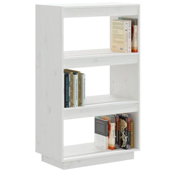 vidaXL Βιβλιοθήκη/Διαχωριστικό Χώρου Λευκό 60x35x103 εκ. Μασίφ Πεύκο