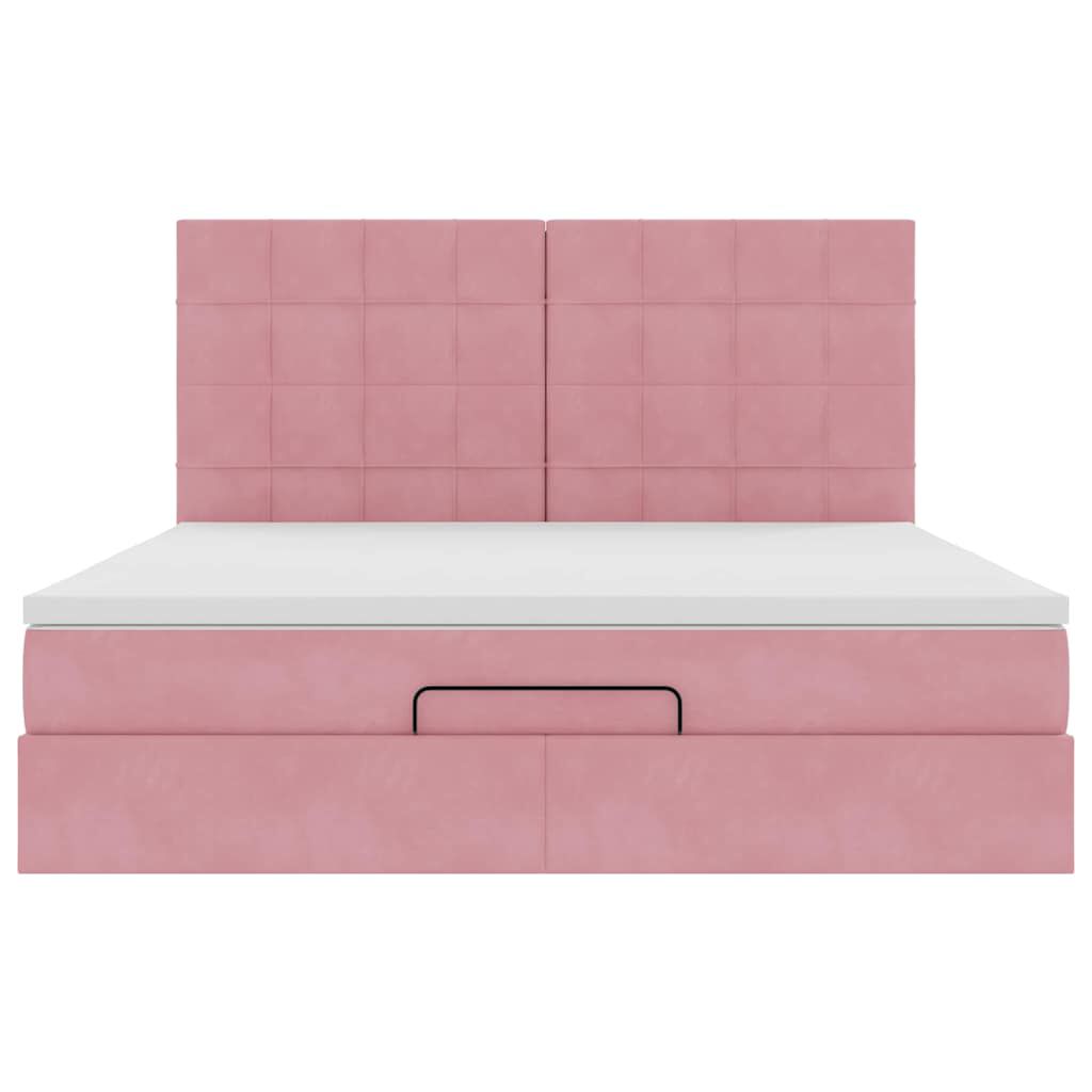 vidaXL Οθωμανικό κρεβάτι με στρώματα ροζ 180x200cm Velvet