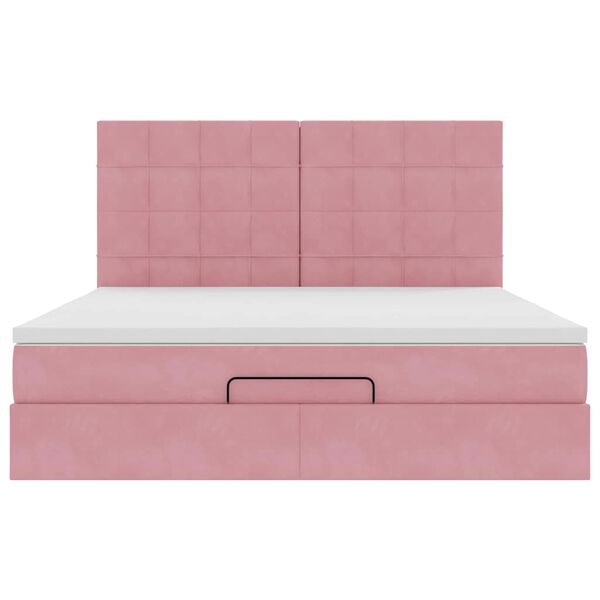 vidaXL Οθωμανικό κρεβάτι με στρώματα ροζ 180x200cm Velvet
