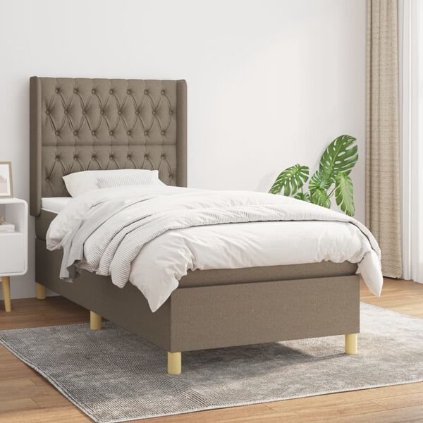 vidaXL &Kappa;&rho;&epsilon;&beta;ά&tau;&iota; Boxspring &mu;&epsilon; &Sigma;&tau;&rho;ώ&mu;&alpha; Taupe 100 x 200 &epsilon;&kappa;. &Upsilon;&phi;&alpha;&sigma;&mu;ά&tau;&iota;&nu;&omicron;