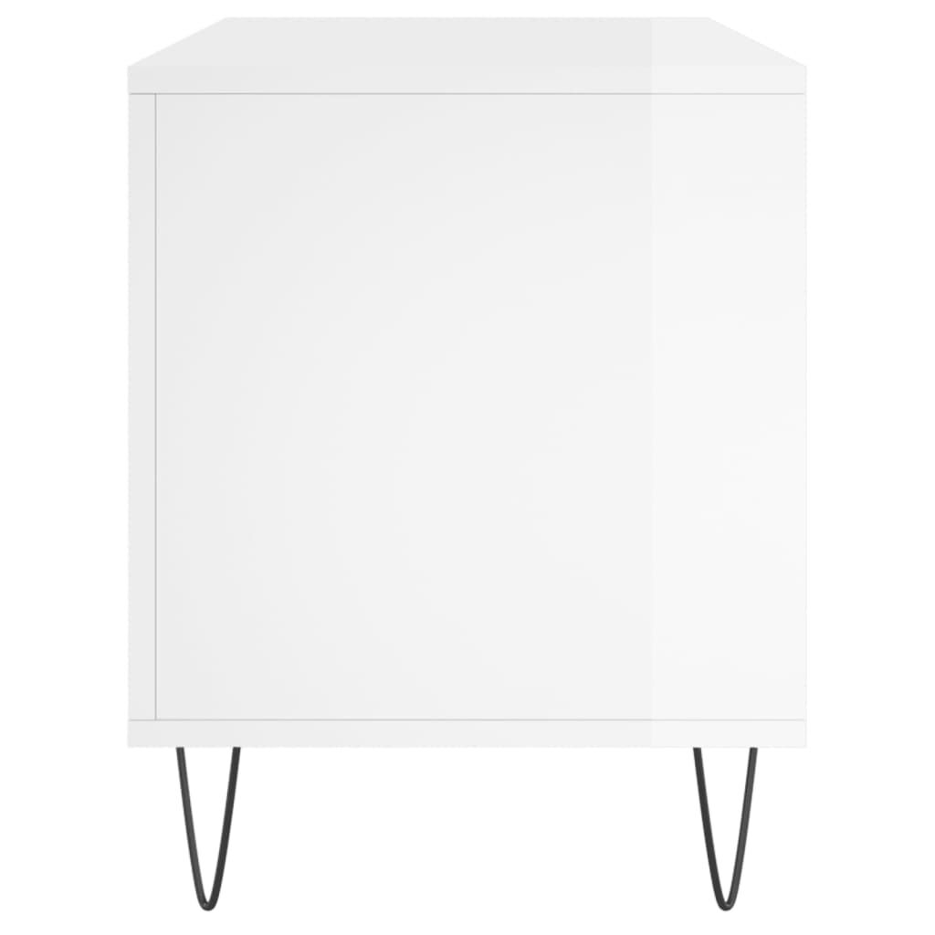vidaXL Έπιπλο Δίσκων Γυαλ. Λευκό 100x38x48 εκ. από Επεξεργασμένο Ξύλο