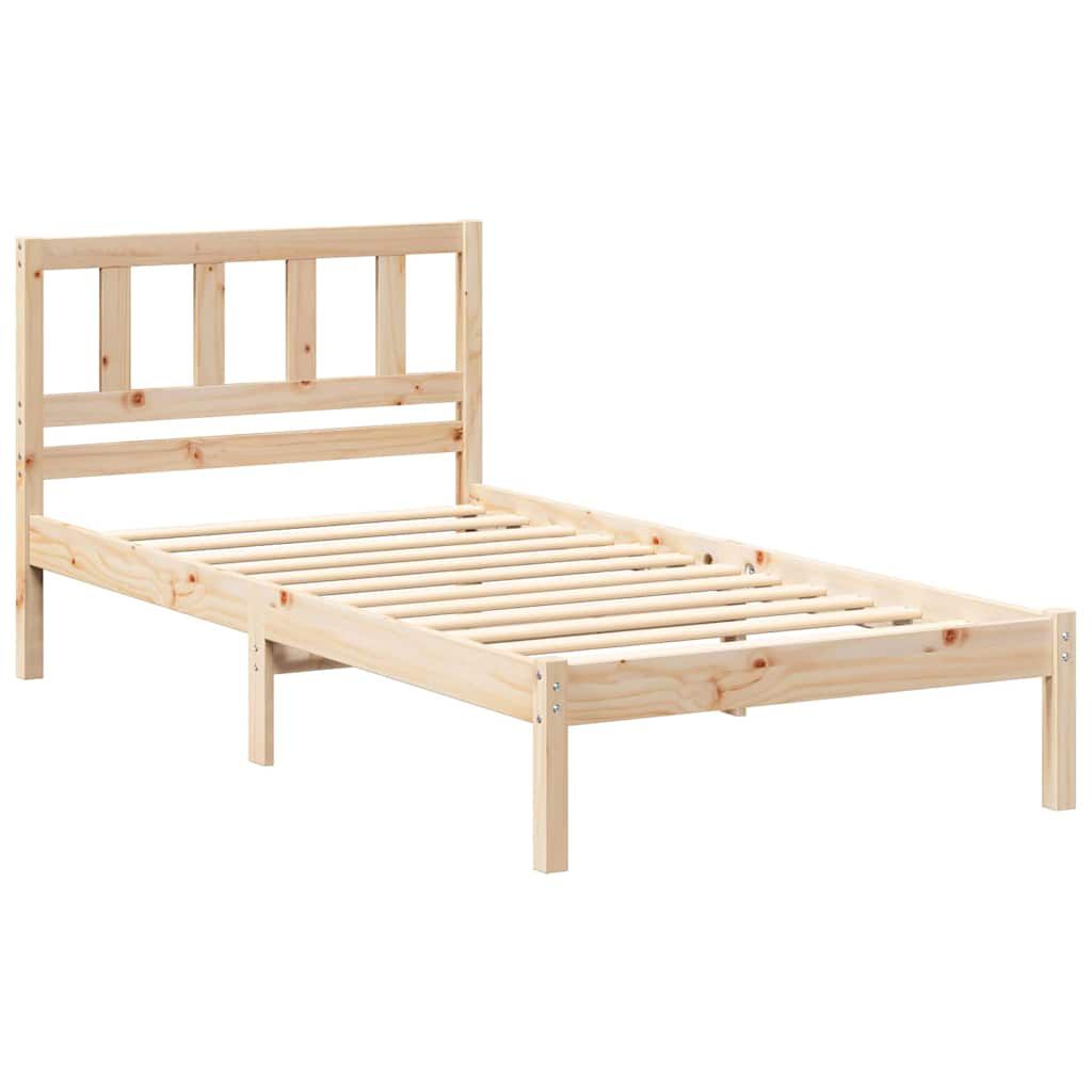 vidaXL Σκελετός Κρεβατιού Καφέ 75 x 190 cm Μασίφ ξύλο πεύκου