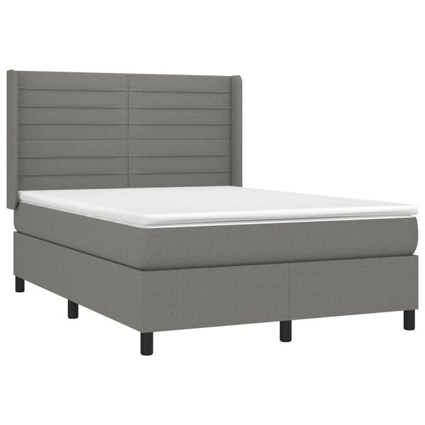 vidaXL &Kappa;&rho;&epsilon;&beta;ά&tau;&iota; Boxspring &mu;&epsilon; &Sigma;&tau;&rho;ώ&mu;&alpha; & LED &Sigma;&kappa;.&Gamma;&kappa;&rho;&iota; 140x190&epsilon;&kappa;. &Upsilon;&phi;&alpha;&sigma;&mu;ά&tau;&iota;&nu;&omicron;