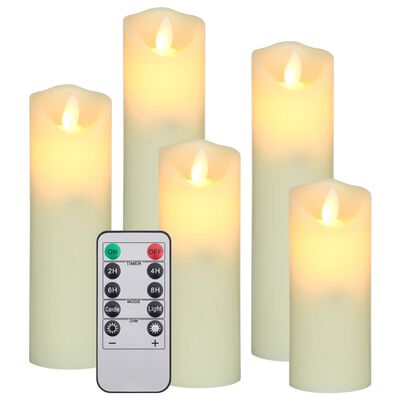 vidaXL Κεριά LED Ηλεκτρ. Σετ 5 Τεμαχίων Θερμό Λευκό με Τηλεχειριστήριο