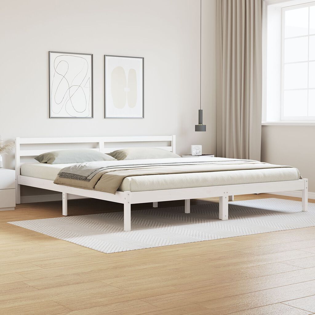 vidaXL Κρεβάτι με Κεφαλάρι Λευκό 180x220 εκ. Στερεό Ξύλο Πεύκου