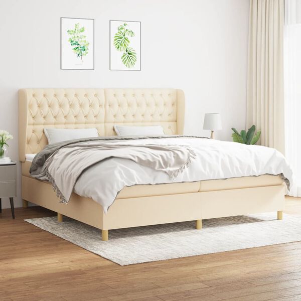 vidaXL &Kappa;&rho;&epsilon;&beta;ά&tau;&iota; Boxspring &mu;&epsilon; &Sigma;&tau;&rho;ώ&mu;&alpha; &Kappa;&rho;&epsilon;&mu; 200x200 &epsilon;&kappa;. &Upsilon;&phi;&alpha;&sigma;&mu;ά&tau;&iota;&nu;&omicron;
