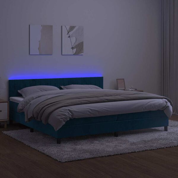 vidaXL &Kappa;&rho;&epsilon;&beta;ά&tau;&iota; Boxspring &mu;&epsilon; &Sigma;&tau;&rho;ώ&mu;&alpha; & LED &Sigma;&kappa;. &Mu;&pi;&lambda;&epsilon; 200x200&epsilon;&kappa;. &Beta;&epsilon;&lambda;&omicron;ύ&delta;&iota;&nu;&omicron;