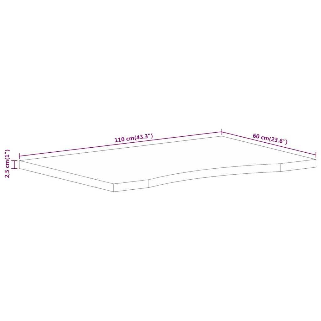 vidaXL Επιφάνεια Γραφείου Καμπύλη 110x60x2,5 εκ Μασίφ Ακατ. Μάνγκο