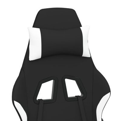 vidaXL Καρέκλα Μασάζ Gaming Μαύρη/Λευκή Ύφασμα με Υποπόδιο