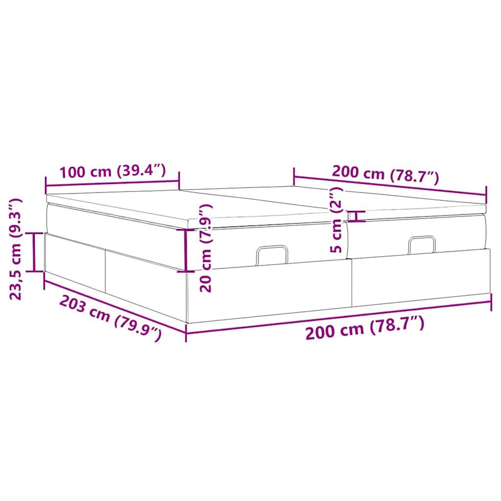 vidaXL Οθωμανικό Κρεβάτι με Στρώματα Κρέμα 200x200cm Ύφασμα