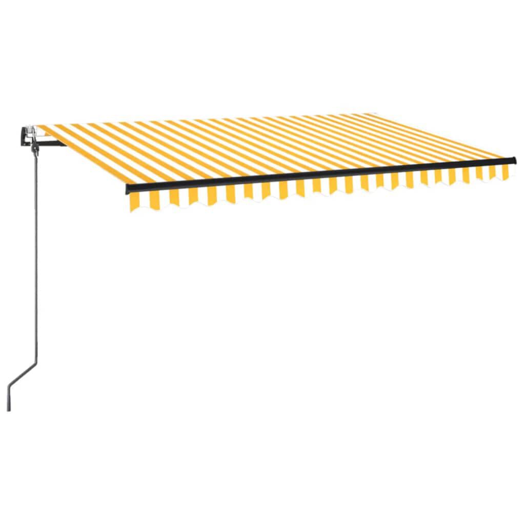 vidaXL Τέντα Αυτόματη με LED & Αισθ. Ανέμου Κίτρινο/Λευκό 400x350 εκ.