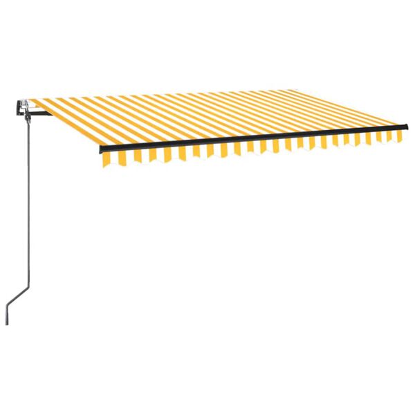 vidaXL Τέντα Αυτόματη με LED & Αισθ. Ανέμου Κίτρινο/Λευκό 400x350 εκ.