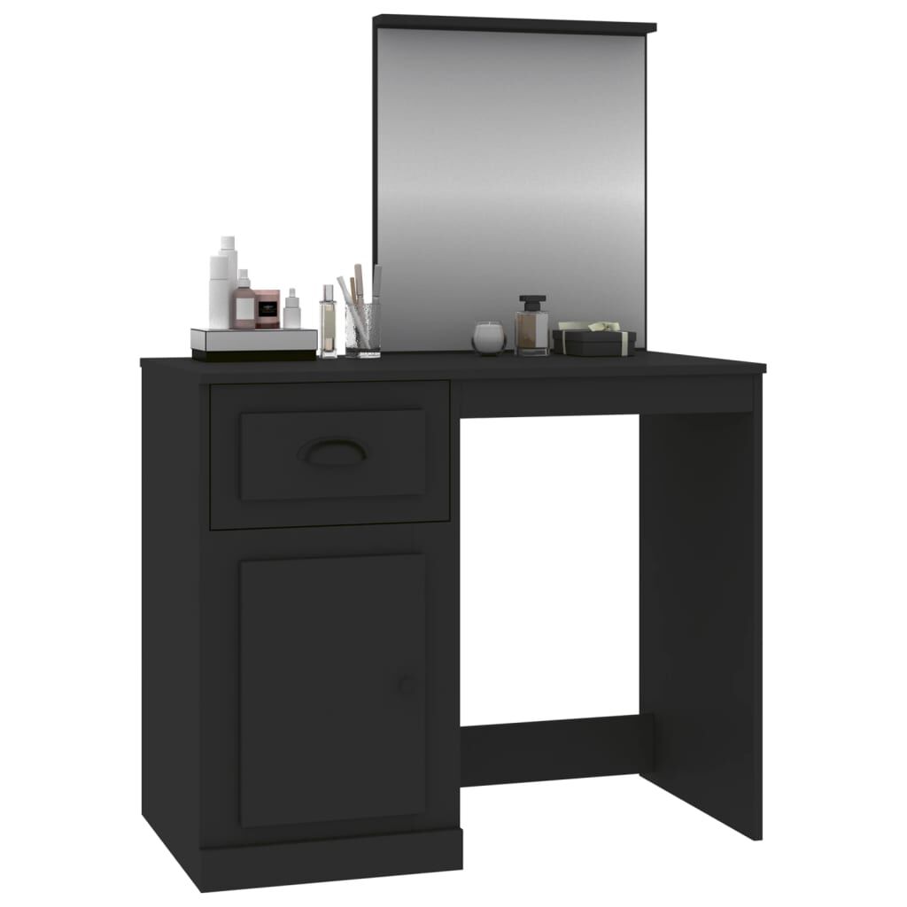 vidaXL Μπουντουάρ με Καθρέφτη Μαύρο 90x50x132,5 εκ. Επεξ. Ξύλο