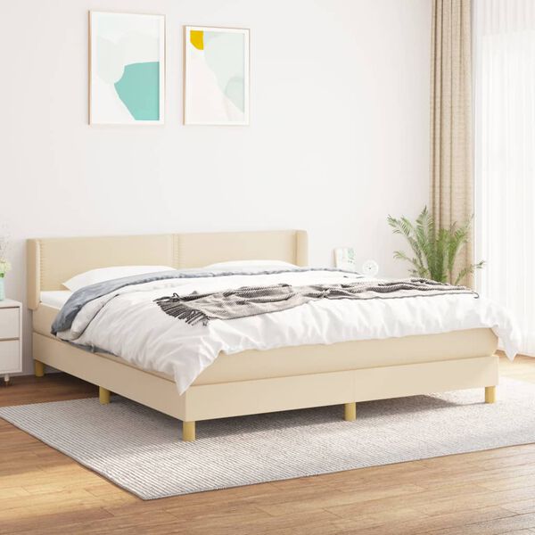 vidaXL &Kappa;&rho;&epsilon;&beta;ά&tau;&iota; Boxspring &mu;&epsilon; &Sigma;&tau;&rho;ώ&mu;&alpha; &Kappa;&rho;&epsilon;&mu; 180x200 &epsilon;&kappa;. &Upsilon;&phi;&alpha;&sigma;&mu;ά&tau;&iota;&nu;&omicron;