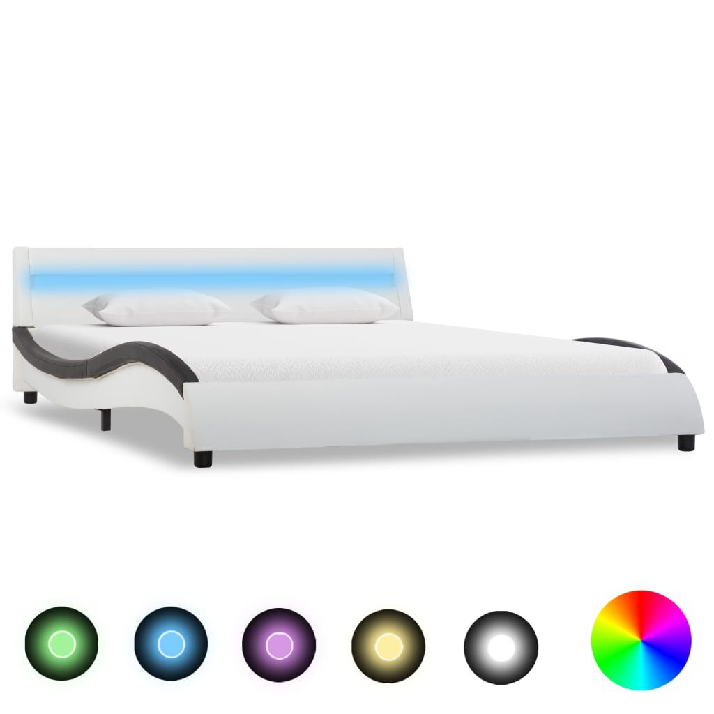 vidaXL Πλαίσιο Κρεβατιού με LED Ασπρόμαυρο 140x200 εκ. Συνθετικό Δέρμα