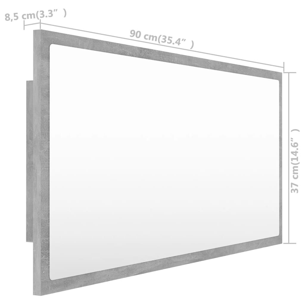 vidaXL Καθρέφτης Μπάνιου Γκρι Σκυροδέματος 90x8,5x37 εκ. Ακρυλικός