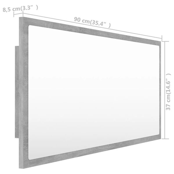 vidaXL Καθρέφτης Μπάνιου Γκρι Σκυροδέματος 90x8,5x37 εκ. Ακρυλικός