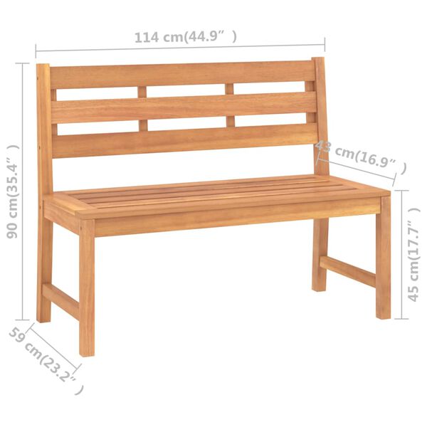 vidaXL Παγκάκι Κήπου 114 εκ. από Μασίφ Ξύλο Teak