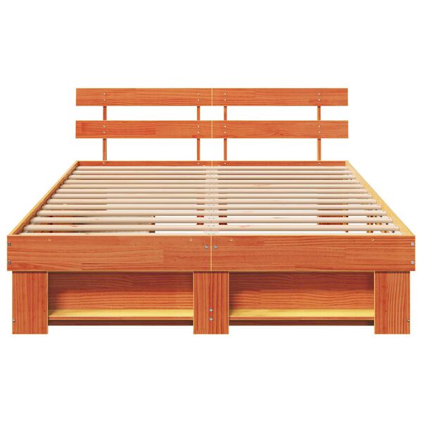 vidaXL Σκελετός Κρεβατιού Καφέ κεριού 150 x 200 cm Στερεό Ξύλο