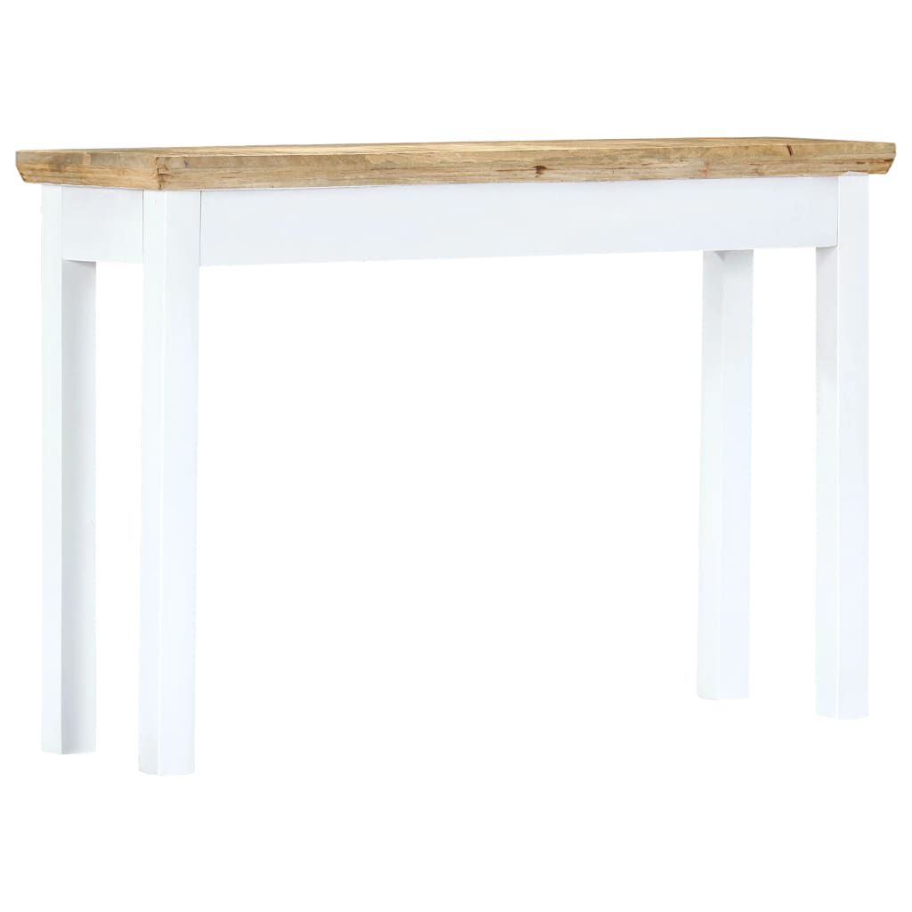 vidaXL Τραπέζι Κονσόλα Λευκό/Καφέ 110x35x75 εκ. από Μασίφ Ξύλο Μάνγκο