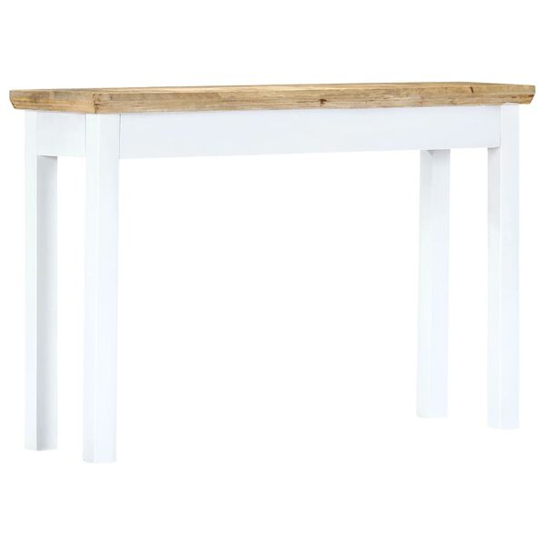vidaXL Τραπέζι Κονσόλα Λευκό/Καφέ 110x35x75 εκ. από Μασίφ Ξύλο Μάνγκο